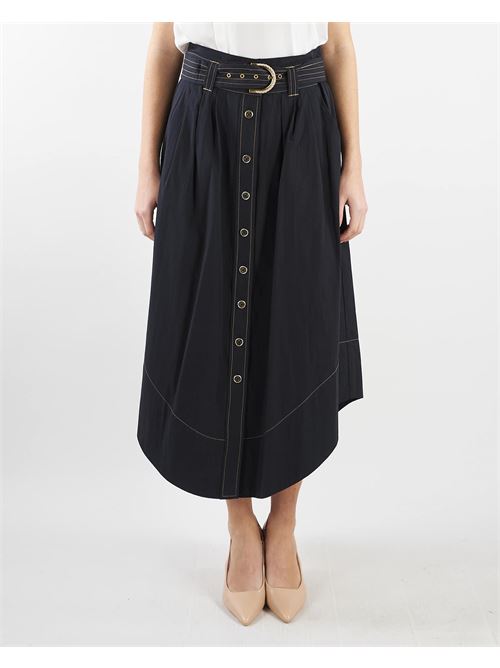 Long skirt in stitched poplin Twinset TWIN SET | Skirt  | TT21036